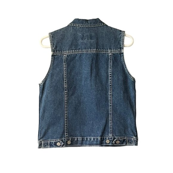 VTG Eddie Bauer Denim Vest Womens Size XS Button Sleeveless Pockets 90s - Picture 2 of 14